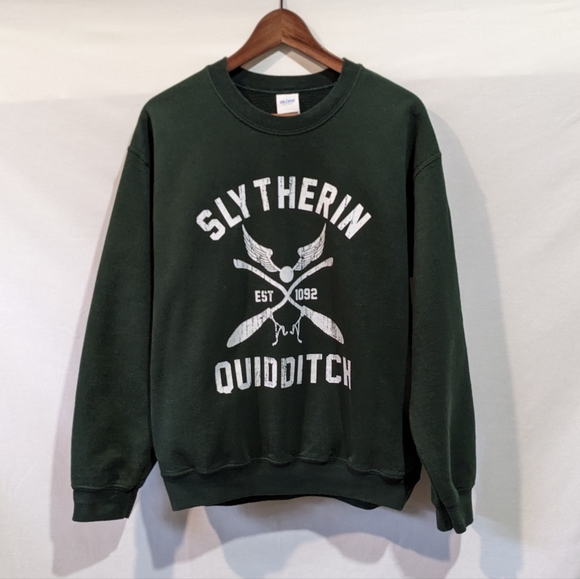 Harry Potter Slytherin Quidditch Cotton Blnd Gildan Crewneck Sweatshirt Sz Med - Picture 11 of 11